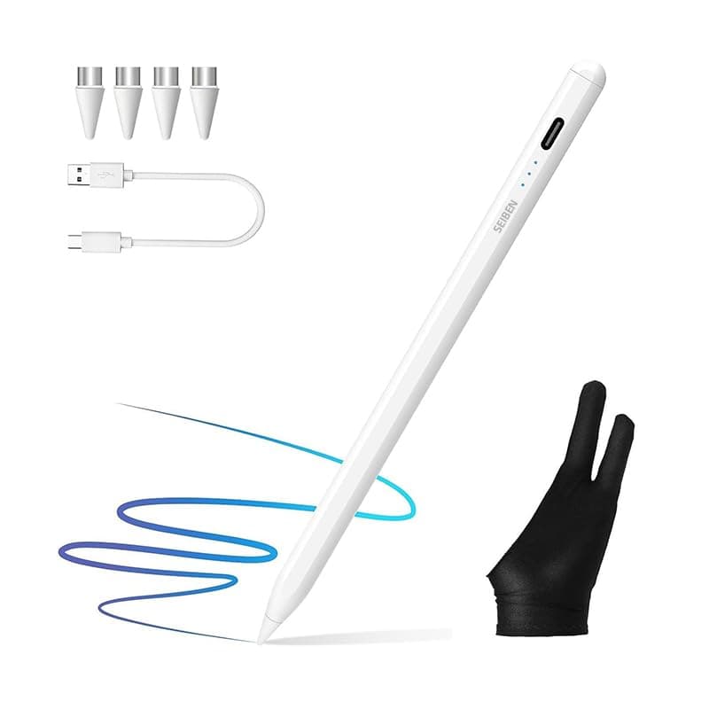 Active Stylus Pen for iOS and Android Tablet/Phone, Universal Stylus Pencil Compatible with Apple Ipad All Model, and Other Tablets, iPhone, Android Phones., White