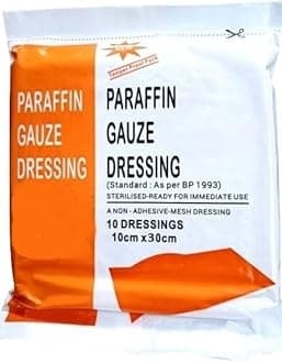 Paraffin Dressing Gauze (Bactigras) 10cm x 30cm Standard Ready For Use_Pack of 10 Pcs In Regular Box Packing.