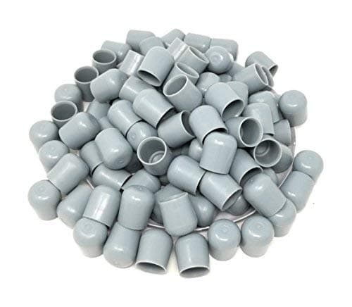 Folding Chair Leg Caps (100 Pack) 7/8" Non-Marring Furniture Glides Help Protect Floors and Property - Easy to Install, Great for Replacements or Repairs - Premium Heavy-Duty Plastic (Grey)