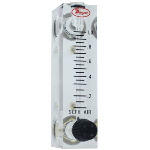 Dwyer® Visi-Float® Flowmeter, VFA-24-BV, Acrylic Block, 5% FS Acc, 1-10 LPM air, Br Valve