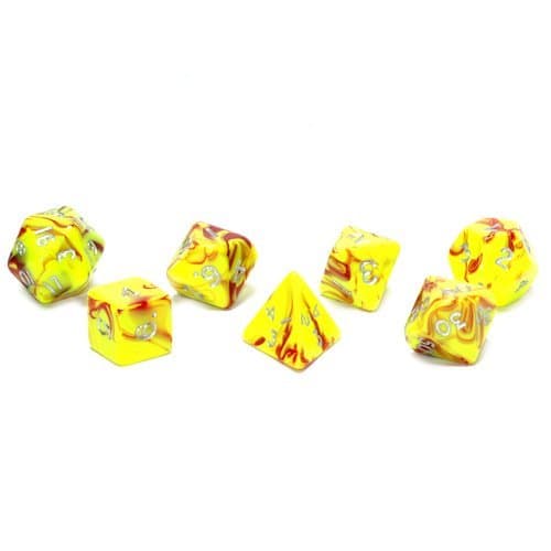 Toxic Yellow/red 7-piece Dice Set
