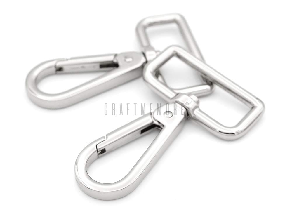 CRAFTMEMORE 2PCS 1-1/2 Inch Push Gate Snap Hooks Metal Swivel Lobster Claw Clasp Purse Hardware SC21 (Silver)