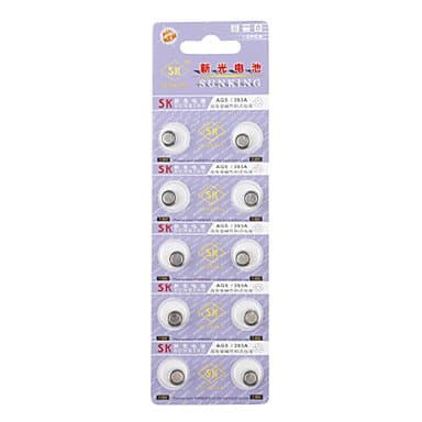 AG5 393A 1.55V High Capacity Alkaline Button Cell Batteries (10-pack)