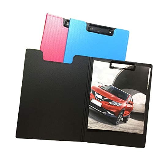 Padfolio Clipboard Vertial Profile Clip File Folder 360 Degree Flip Writing Pad PP File Clipboard for A4 Business Papers Contracts Documents Phido 2pcs(1 Blue and 1 Rose Red)