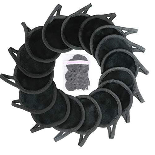 Nugilla Makeup Remover Pads,16 Pack 2 Layers 3.74 Inch Reusable Microfiber Cleansing Pad with Laundry Bag Suitable for All Skin Types,Pure Color Facial Cleansing Pad Set.