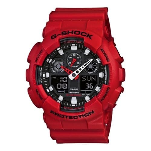 Casio Men's G-Shock GA100B-4A Red Polyurethane Analog Quartz Sport Watch
