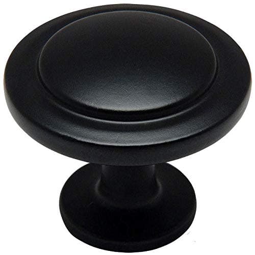 25 Pack 5560FB Flat Black Cabinet Hardware Round Knob - 1-1/4 Diameter