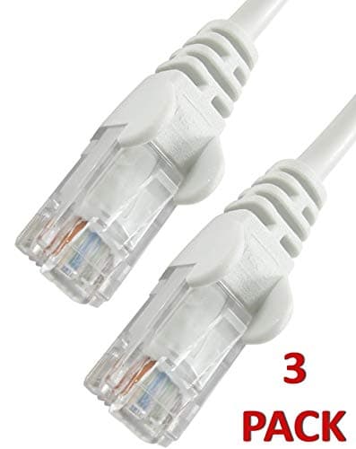 3m WHITE Network Cable - CAT5e - RJ45 - Ethernet - Patch - LAN - Router - Modem - 10/100 3 PACK