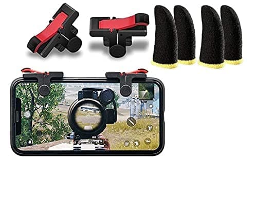 BLAXSTOC Combo of Best PUBG Trigger Mobile Gaming Controller Sensitive Aim and Fire Red Black Triggers L1 R1 Button Mobile Gamepad Finger Sleeve for Pubg/Free Fire/Cod Mobile