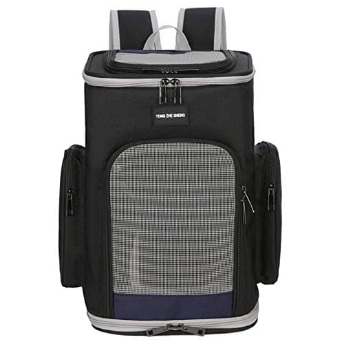 Dog Backpack Carrier, Foldable Cat Backpack Carrier for Small Cats and Dogs, Ventilated Design Pet Travel Carrier Backpack with Strap, Pet Carrier for Travel Hiking Camping. (Black, Travel)