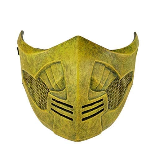 CrazyCatCos MK Game Mask, Jade/Sub-Zero/Kabal/Saibot/Scorpion/Smoke Resin Mask For Halloween Costume Accessory (Scorpion X)