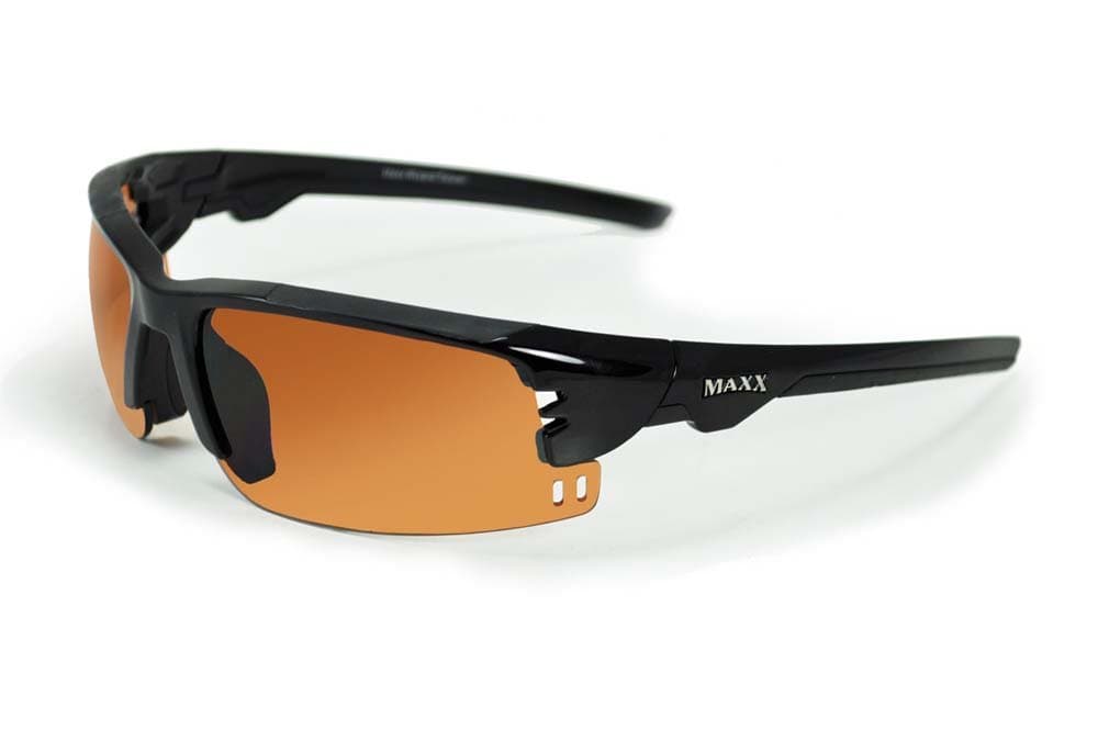 Maxx Sunglasses Wizard Black w/Black Rubber Frame HD Amber Lens