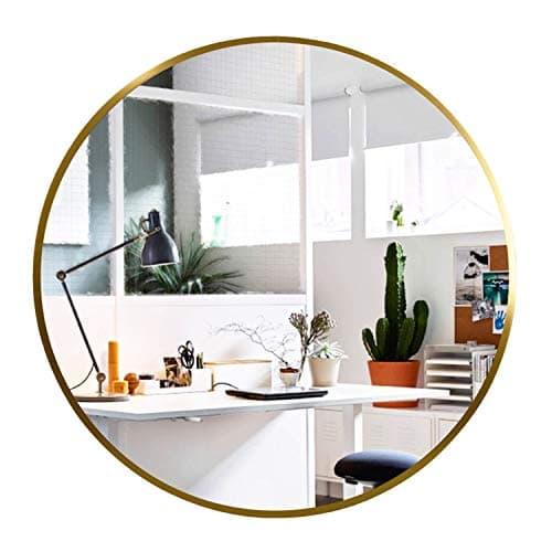 Elevens Wall Mirror - Popular 28 Inch Round Wall Mounted Decorative Mirror - Metal Frame, Best for Vanity Washrooms Bathroom and Living Rooms- Gold