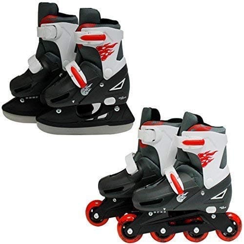 SK8 Zone Boys Red 2in1 Roller Blades Inline Skates Adjustable Size Childrens Kids Pro Combo Multi Ice Skating Boots Shoes New