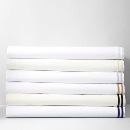 Hudson Park Italian Percale Stitch Sheets Ivory/Black