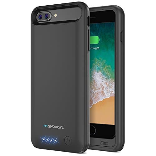 Maxboost [Atomic Power] 4000mAh Battery Case Compatible with Apple iPhone 8 Plus Charger and iPhone 7 Plus (Black) Battery Case Charger Rechargeable Extended Power Case
