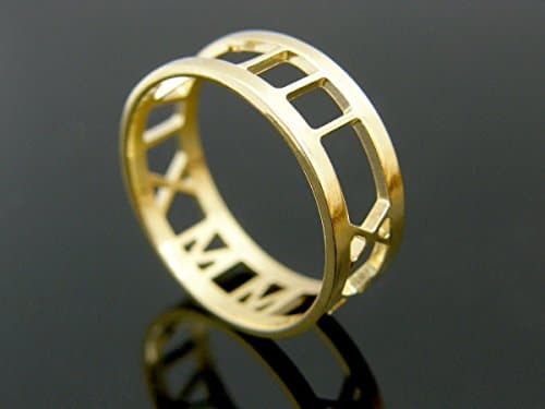Roman numeral ring 14K Solid Gold Anniversary personalized engagement rings wedding band promise rings