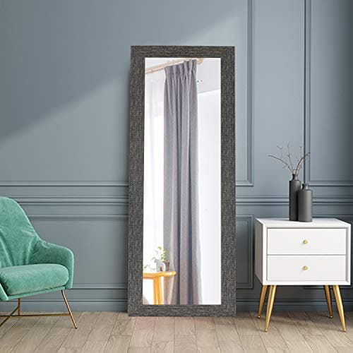 Elevens Freestanding Full Length Floor Mirror 65"x 22" Large Rectangle Style Wall Decor Mirror(Black)