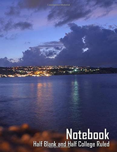 Notebook - Crete - After Sunset (Half Blank Half College Ruled, Matte Softcover, 196 White Lined Pages, 8.5" x 11" (21.59 x 27.94 cm))