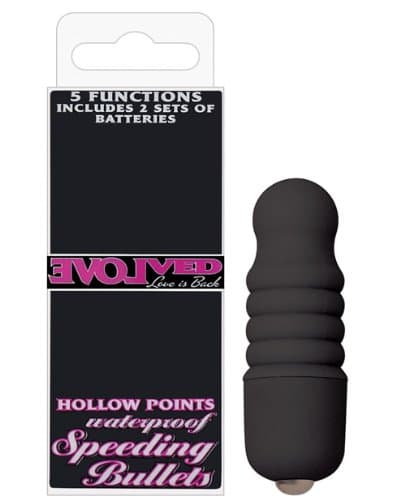 Waterproof Vibrating Multi Function Evolved Speeding Bullets Hollow Points - Black