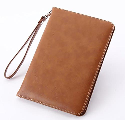 MAIBOOJI PU Flip Stand Case for Ipad Mini 2/mini 3 with Hand Strap Card Slot Folding Auto Wake/Sleep Color Brown