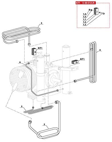 HTD cooling coil 1. to 2. Level for MCH6 Coltri air compressor