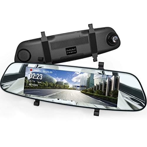 DuDuBell Dash Cam, Mirror Dash Cam, Dual 1080P Dash Cam with Starlight Night Vision (F1.4 Aperture, HDR Plus), IPS Touch Screen, External GPS, IP68 waterproof Backup Camera