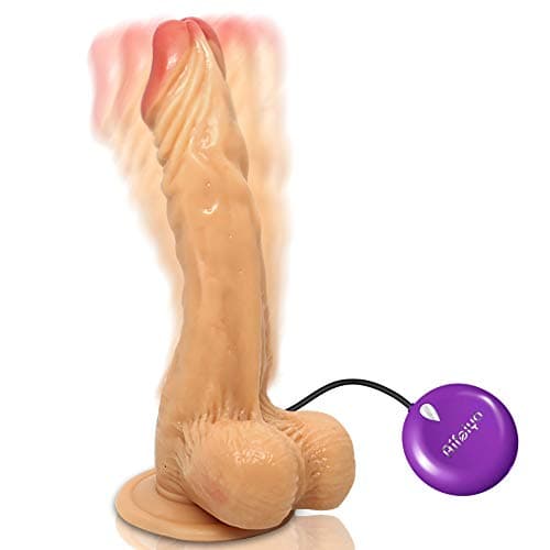 Bendable 3D Textured Realistic Strong Suction Cup Waterproof, Remote Control, USB Charging, 360 Rotating Vibration, Large Size, Soft Silicone