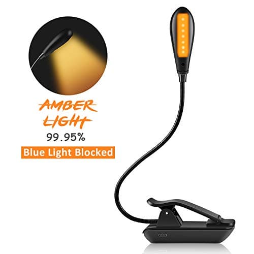 Amber Book Light for Reading in Bed | Clip On Reading Light to Benefit Sleep and Help Eyes | Portable Light for Reading | Book Accessories for Bookworms | Book Light for Kids