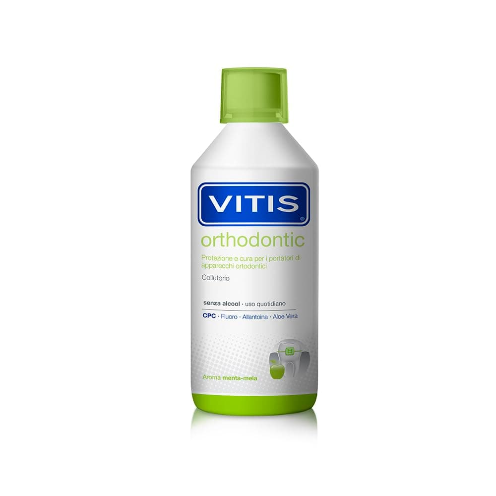 Orthodontic Mouthwash 500ml - Alcohol-Free Mouthwash for Braces, Gum Protection & Oral Hygiene, with Fluoride, CPC & Aloe Vera, Apple Mint Flavour