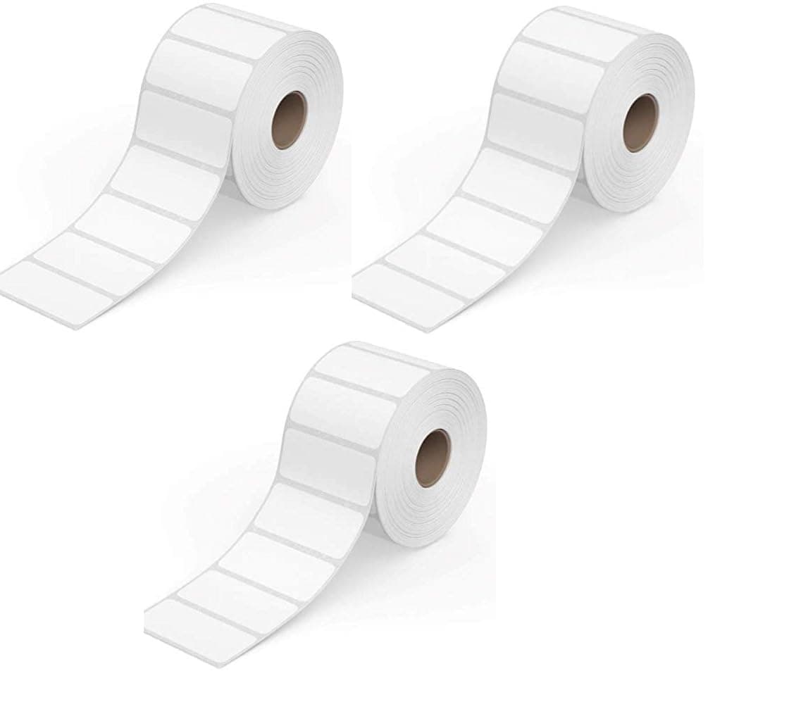 True-Ally 50x30 Direct Thermal Barcode Label Sticker - 2 x 1.18 inches - 50mm x 30mm - 1000 Labels Per Roll - White Self Adhesive Sticker for Printing Barcoding (3 Roll per Pack (3000 Labels))