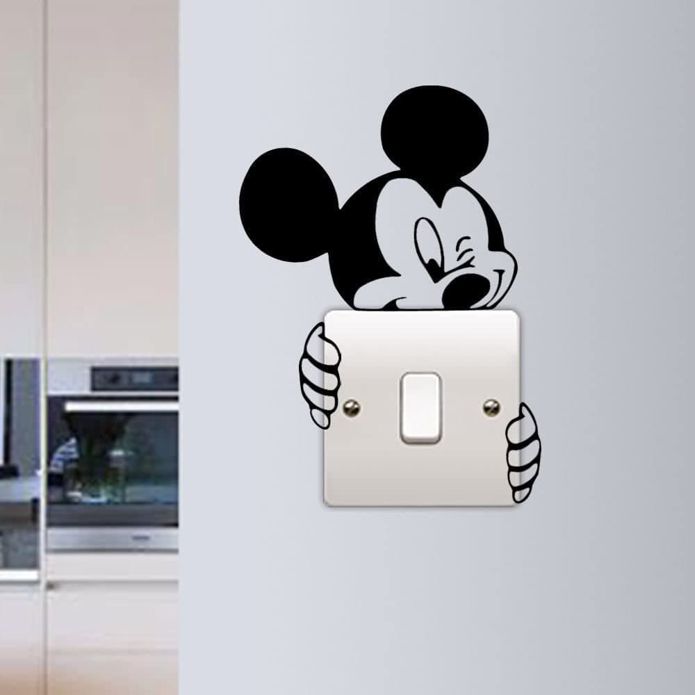Mickey Mouse Wall Switch Decal Funny Lightswitch Kids Room DIY