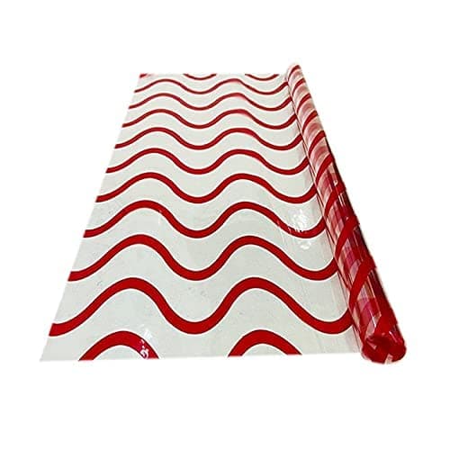 3A Featuretail 2o In x 26 In Wave Design Transparent Cellophane Sheets For Gift Wrap, Baskets Hampers, Flowers (25 Micron, Pack of 25) (Red)