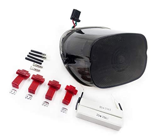 AfterMokit Replacement LED Tail Light Integrated with Turn Signals and License Plate Light for Harley Dyna 1999-2010 Sportster 1999-2006 Trike Models 2009 and Up 4.9 inch Hole Center Smoke Lens