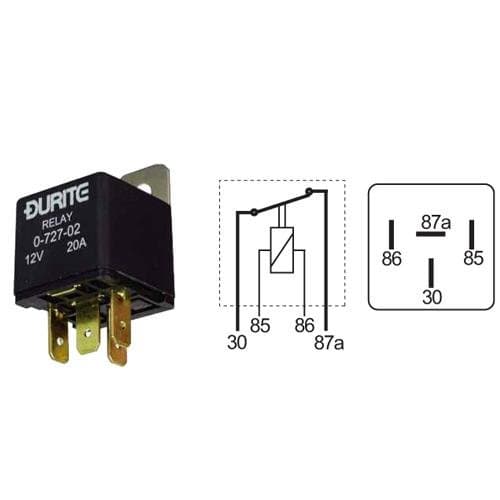 Durite - Relay Mini Normally Closed 20 amp 12 volt Cd1 - 0-727-02