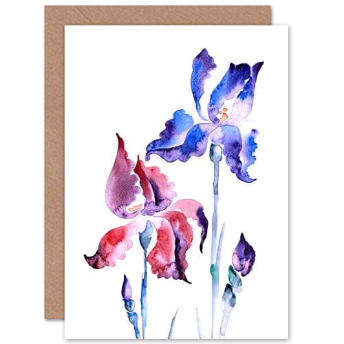 Wee Blue CooFlowers Violet Iris Greeting Card With Envelope Inside Premium Quality