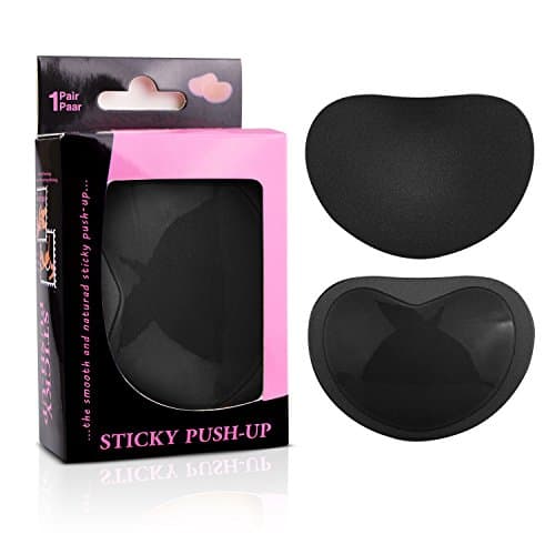 svuencio Self-Adhesive Bra Pads,Removeable Silicone Padded Bra Inserts Push Up Sports Bra for Women (Black)