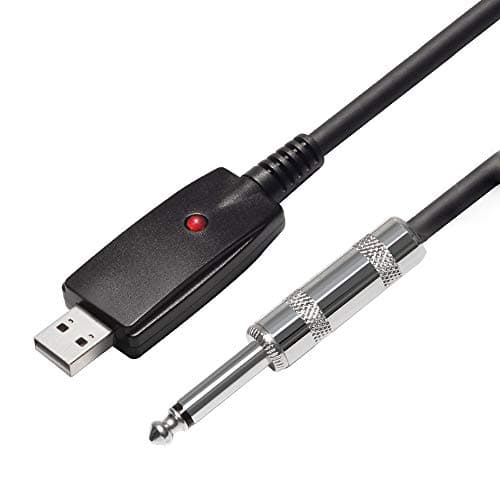 StyleZ 10FT USB Guitar Cable,USB Interface Male to 6.35mm 1/4" Mono Male Electric Guitar Cable Studio Audio Connector Cable Cords Adapter for Instruments Recording Singing