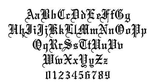 3 Inch Old English Alphabet Set Stencil