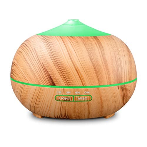 RENWER Essential Oil Diffuser Wood Grain Cool Mist Aromatherapy Humidifier 400ml Ultrasonic Diffusers for Essential Oils with 7 Colors LED Lights & 4 Timers