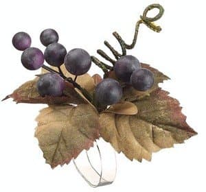 Silk Tree Warehouse Six Artificial Purple Grape Napkin Rings