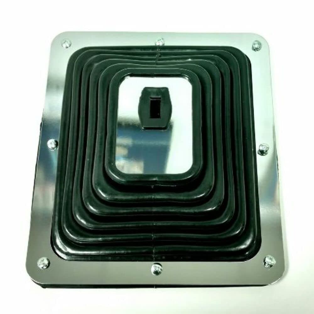 Large Hurst Style Rubber Shifter Boot w/Chrome Plate 7 3/4" X 8 3/4" Universal