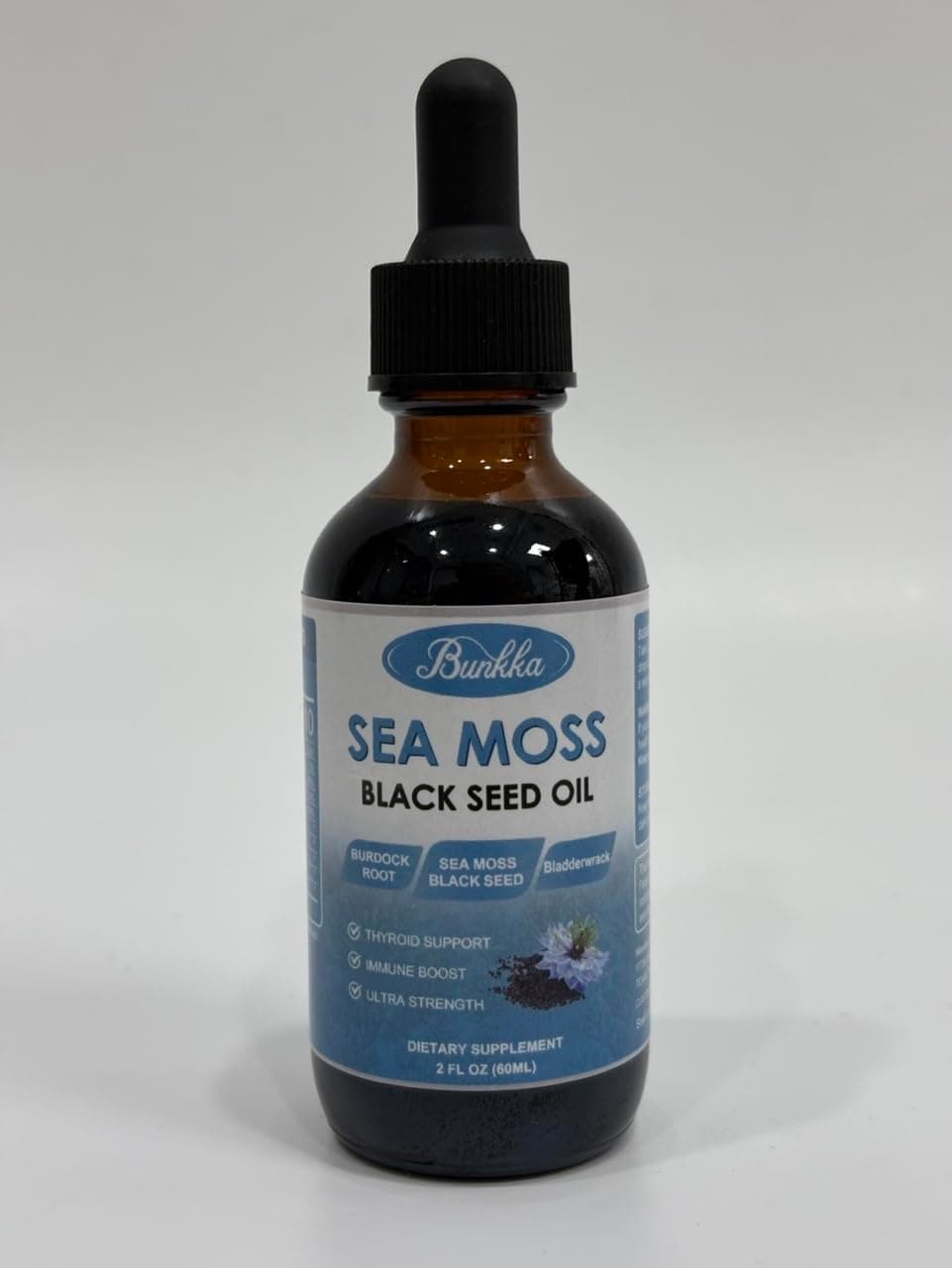 Sea Moss Liquid Drops with Burdock Root Bladderwrack, Elderberry, Irish Sea Moss with Vitamin C&D3 for Immunity Booster, Digestive Health, Skin, Sugar-Free Original Flavor, 2 Fl Oz
