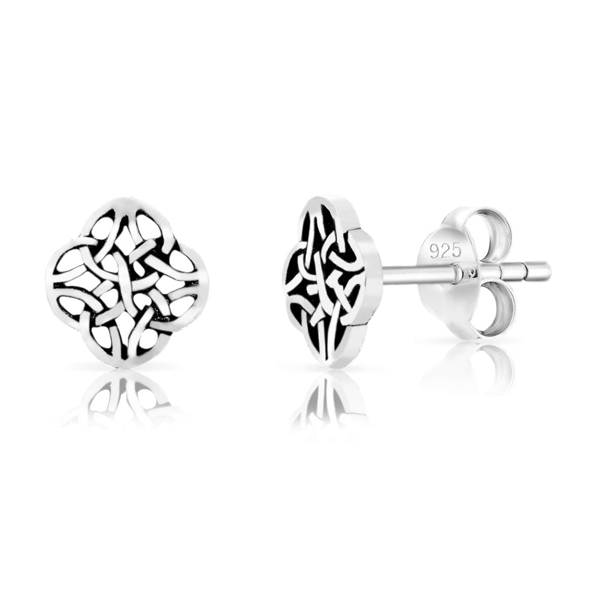 DTPsilver925 Sterling Silver Studs Earrings with Celtic Knot - Small Silver Stud Earrings for Women - Celtic Jewellery - Hypoallergenic Ear Studs