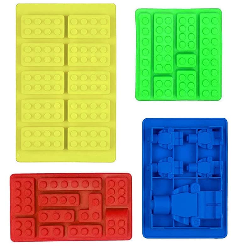 Building Bricks Robots Silicone Ice Cube Trays, Chocolate Mould, Candy Mould for Cake Cupcake Decorations of Kids’ Party, Non-Stick Blocks Fondant Molds