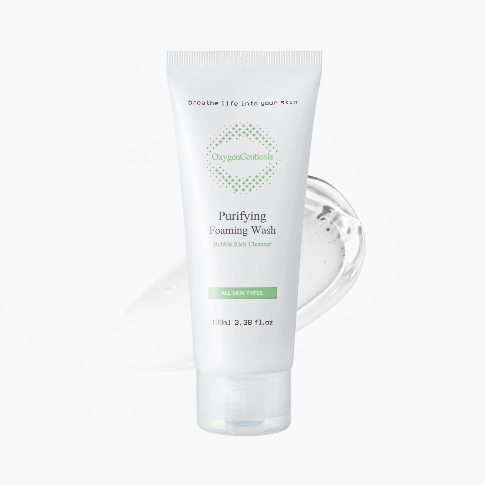 Oxygen Ceuticals Purifying Foaming Wash, 100 ml/3.38 oz, Foam face cleanser, For daily face washing, Normal to oily skin.