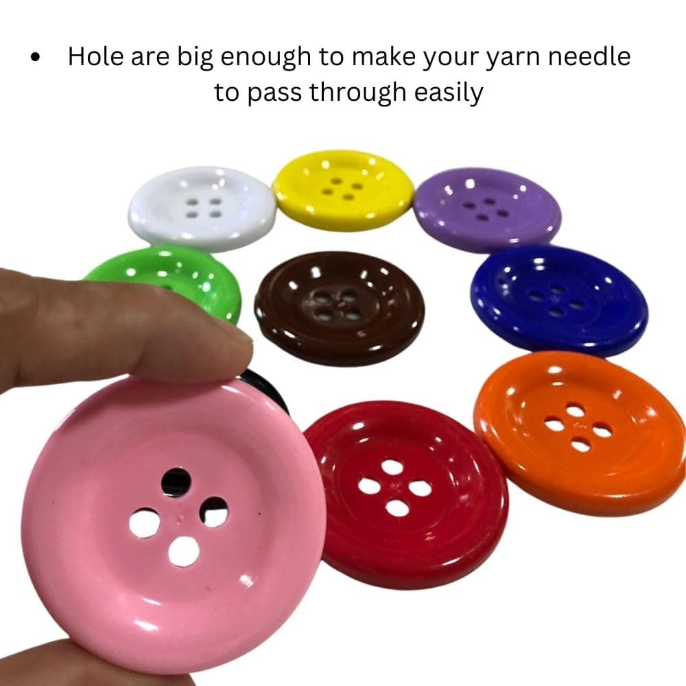 2 Inch Large Button Big Size Round 4 Hole Shapes Plastic Resin Flatback Assorted Colors for Sewing Cloth, Garment Cosplay Decoration Crafts Making, DIY Projects, Scrapbook Pack 10 Pcs