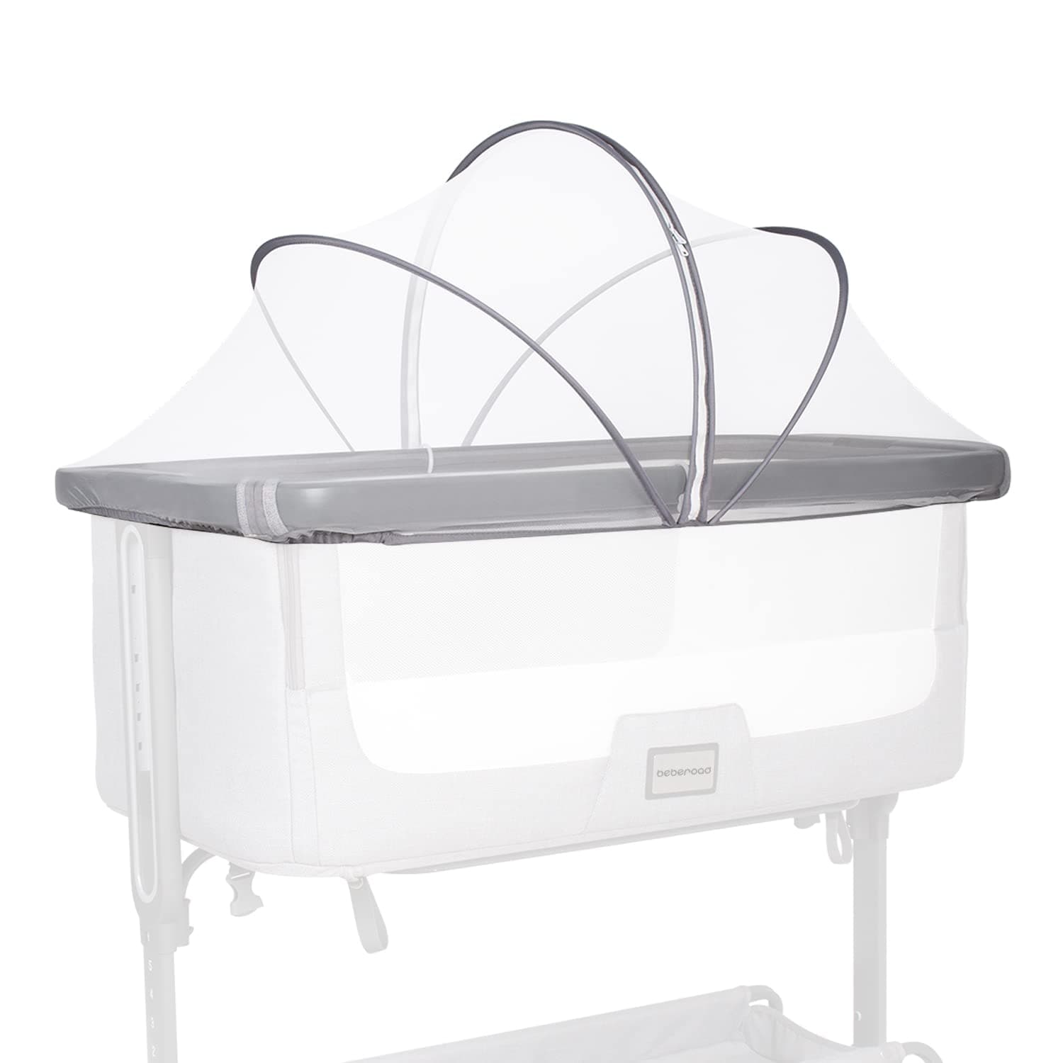 Beberoad Love Bassinet Mosquito Net Cover - Breathable Mesh Canopy with 2-Way Zipper for Baby Cribs, Bedside Sleepers & Travel Cribs (White)