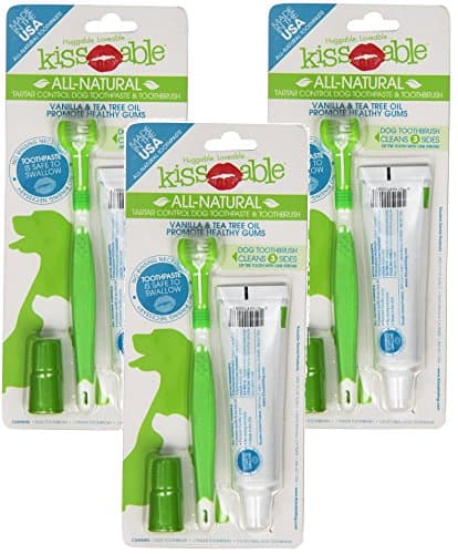 KissAble Toothbrush and Toothpaste Combo Kit for Dogs (3 Pack)