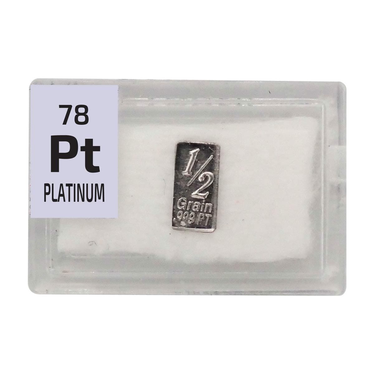 Platinum Bar Ingot(1/2 grain), 99.9% pure element sample in a PEGUYS Periodic Element Tile.